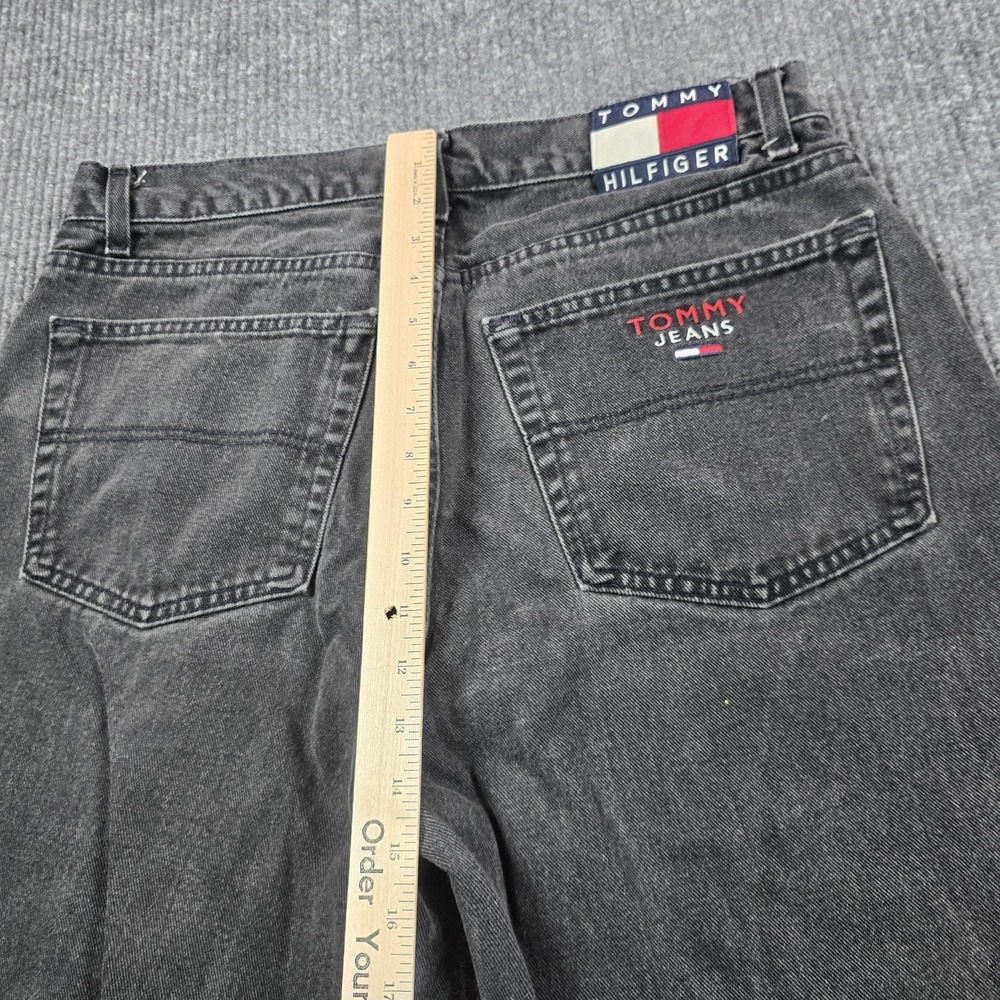 VTG Y2K Tommy Hilfiger Tommy Jeans Men 36x30 Gray Baggy Dark Wash Flag Patch - Picture 12 of 13